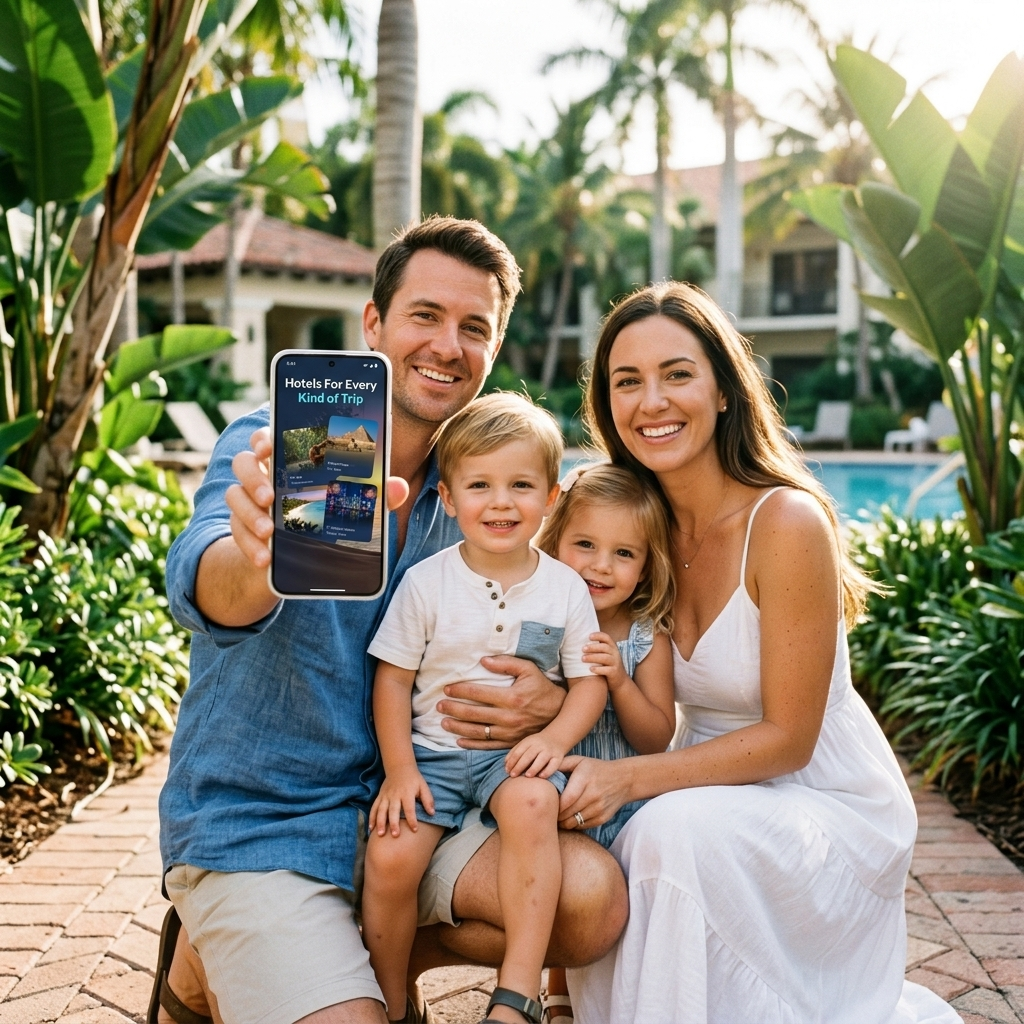 Family on vacation using Zzzello